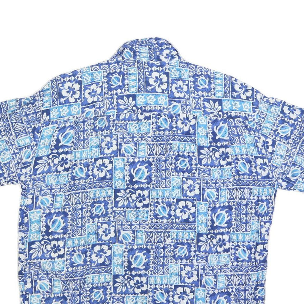 ROUNDY BAY Mens Blue & Light Blue Hawaiian Shirt S Cotton Blend Summer Beachwear