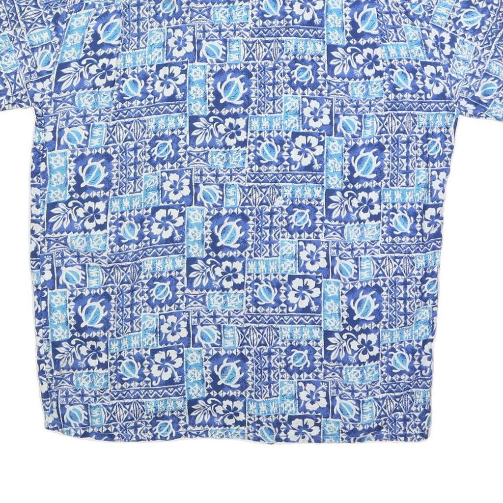 ROUNDY BAY Mens Blue & Light Blue Hawaiian Shirt S Cotton Blend Summer Beachwear