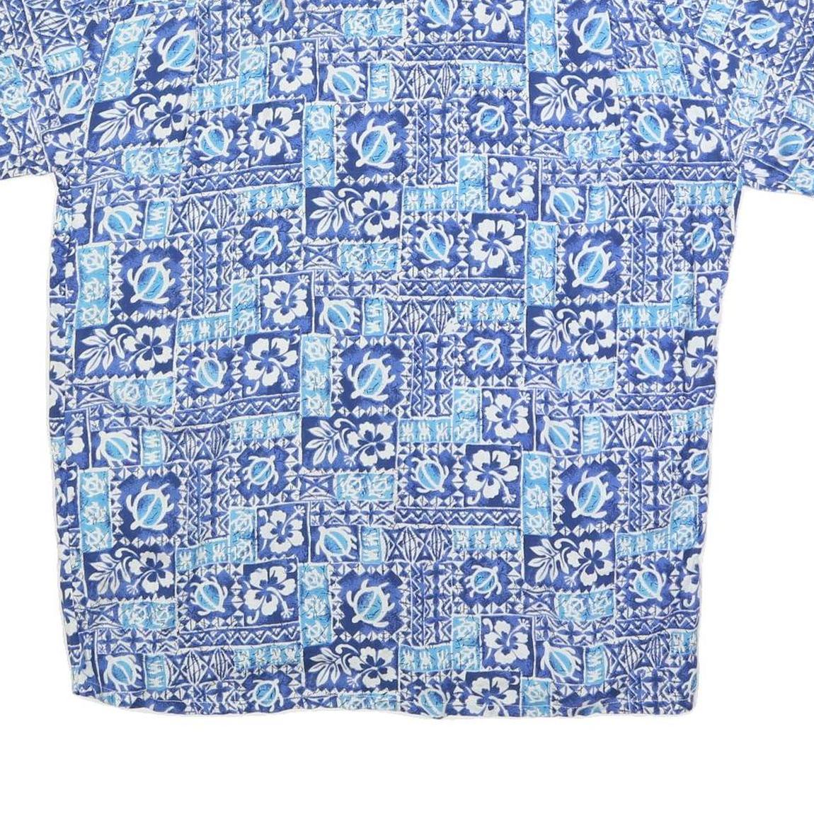 ROUNDY BAY Mens Blue & Light Blue Hawaiian Shirt S Cotton Blend Summer Beachwear