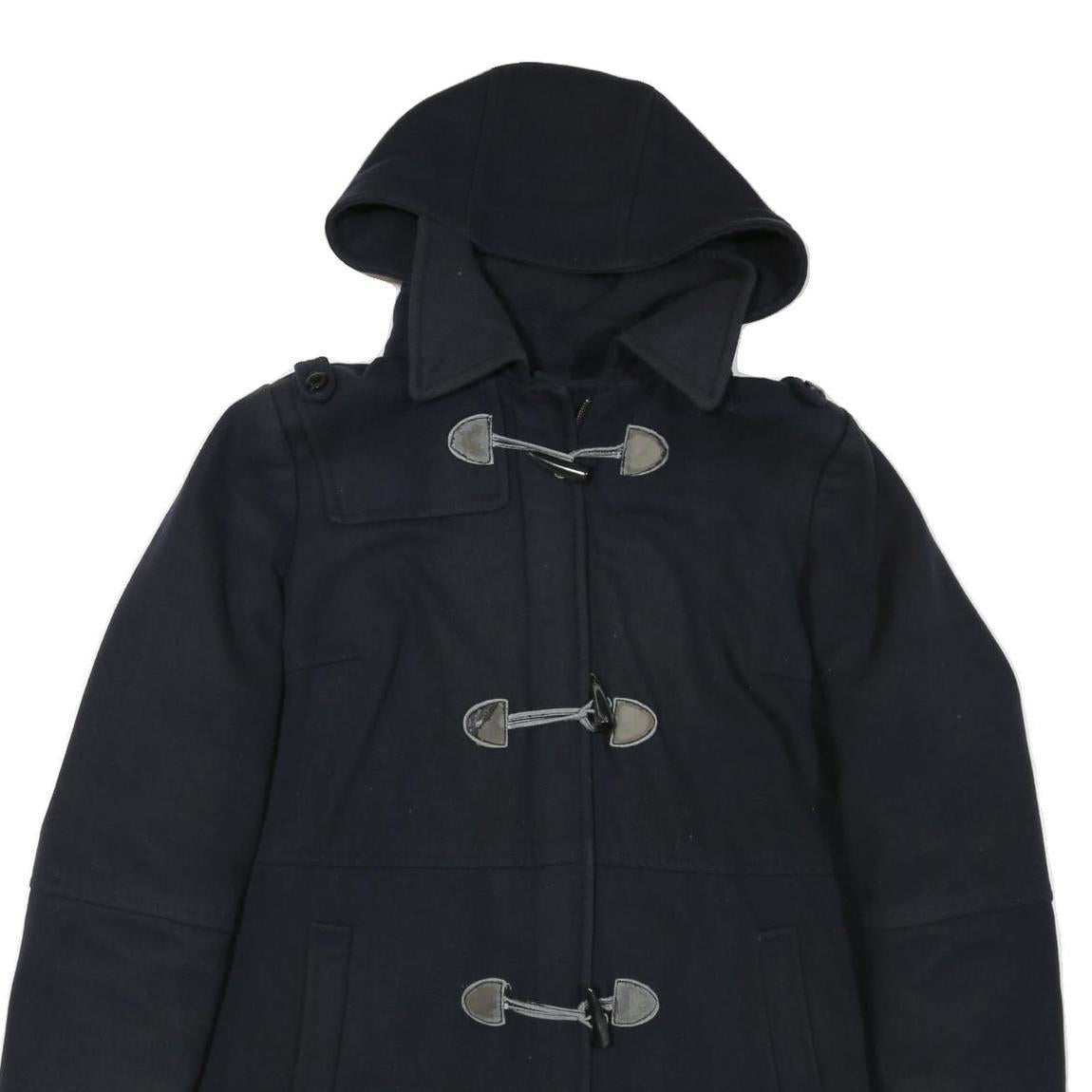 NAUTICA Mens Black Cotton Blend Duffle Jacket 2XL Zip Hooded Classic Fit