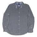 TOMMY HILFIGER Mens Blue & White Check Shirt L Cotton Blend Button Collar