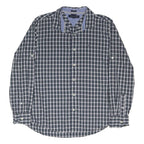 TOMMY HILFIGER Mens Blue & White Check Shirt L Cotton Blend Button Collar