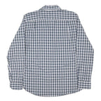 TOMMY HILFIGER Mens Blue & White Check Shirt L Cotton Blend Button Collar