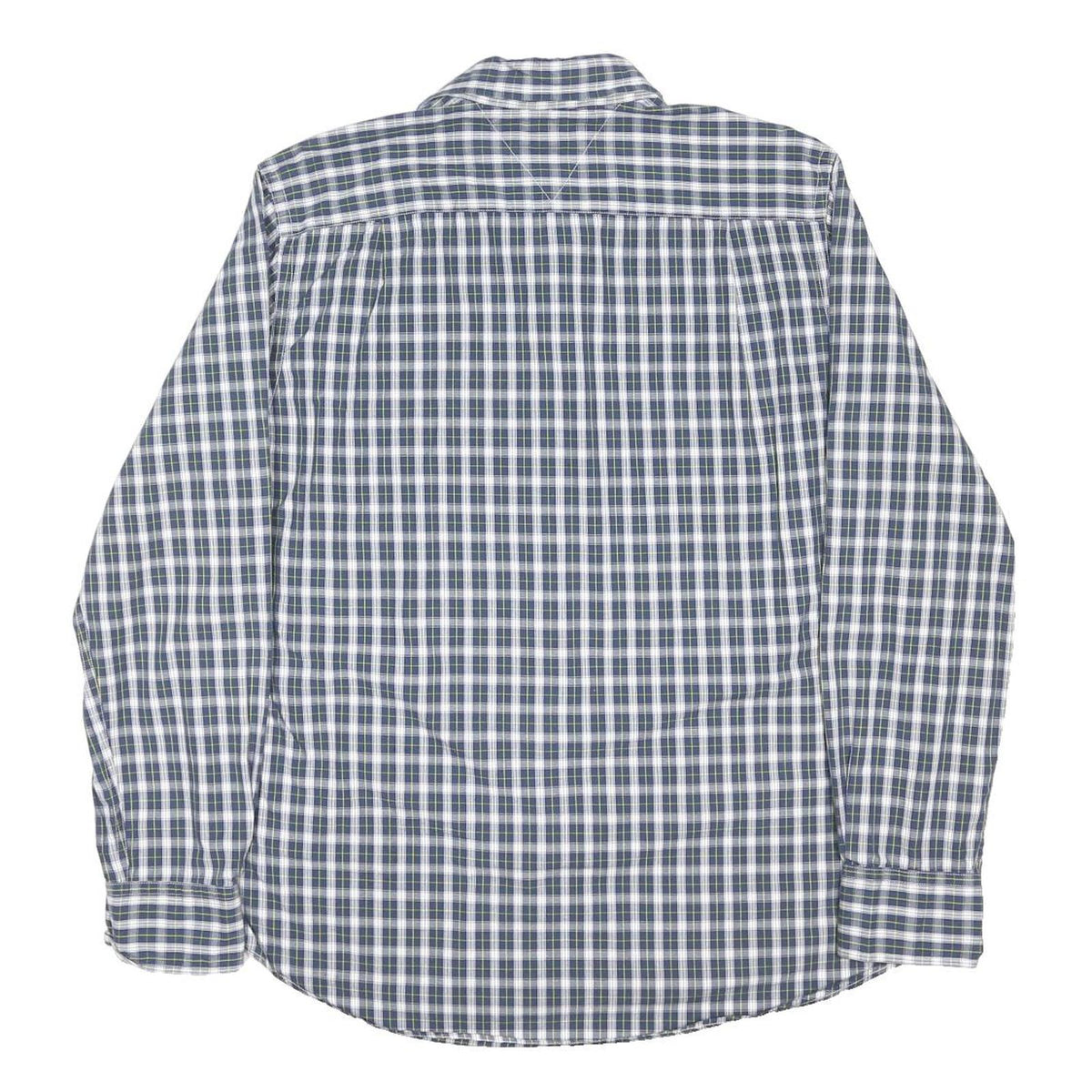 TOMMY HILFIGER Mens Blue & White Check Shirt L Cotton Blend Button Collar