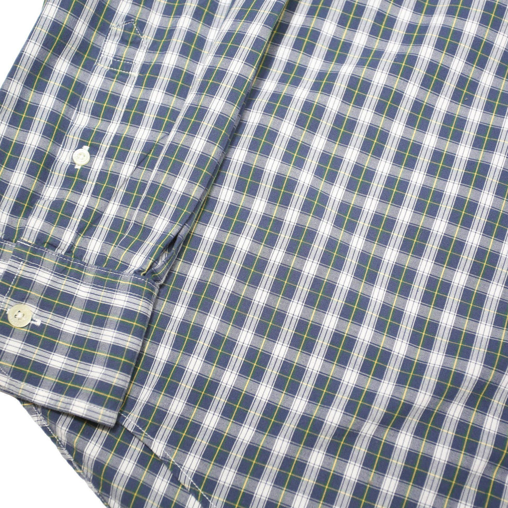 TOMMY HILFIGER Mens Blue & White Check Shirt L Cotton Blend Button Collar