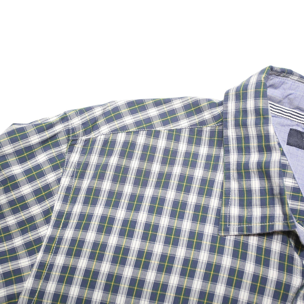 TOMMY HILFIGER Mens Blue & White Check Shirt L Cotton Blend Button Collar