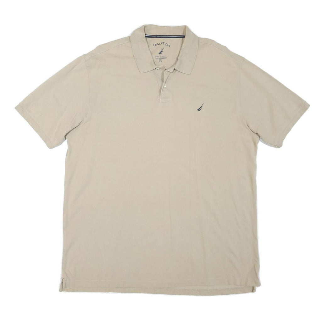 NAUTICA Mens Beige XL Cotton Blend Short Sleeve Plain Polo Shirt Casual Summer
