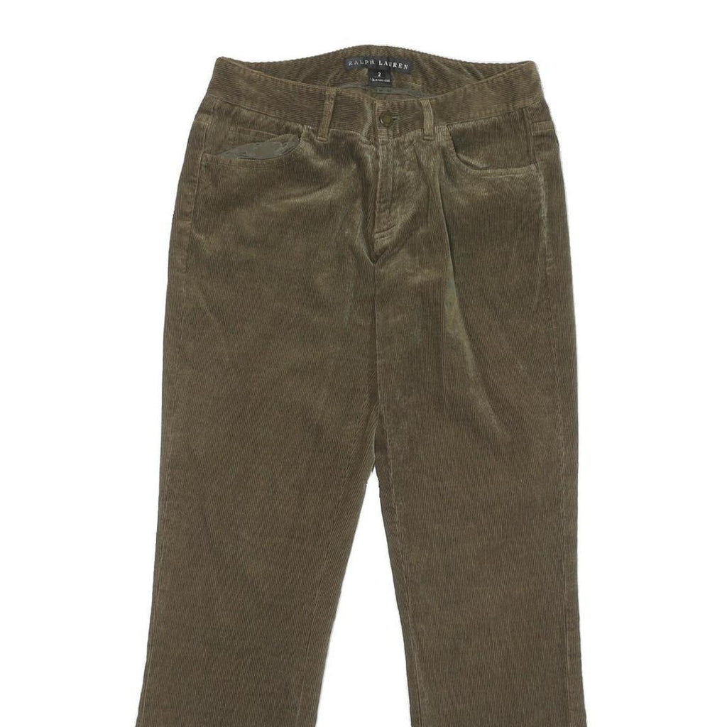 RALPH LAUREN Womens Cotton Blend Brown Relaxed Straight Trousers W28 L29