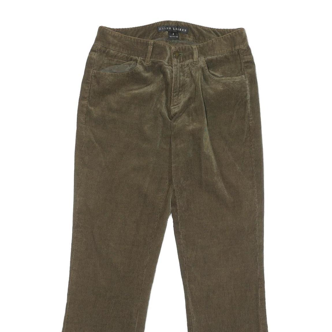 RALPH LAUREN Womens Cotton Blend Brown Relaxed Straight Trousers W28 L29