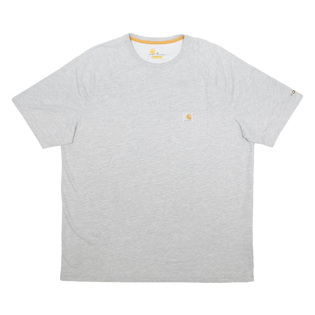 CARHARTT Mens Grey Crew Neck XL Plain Cotton Blend T-Shirt Pocket Logo