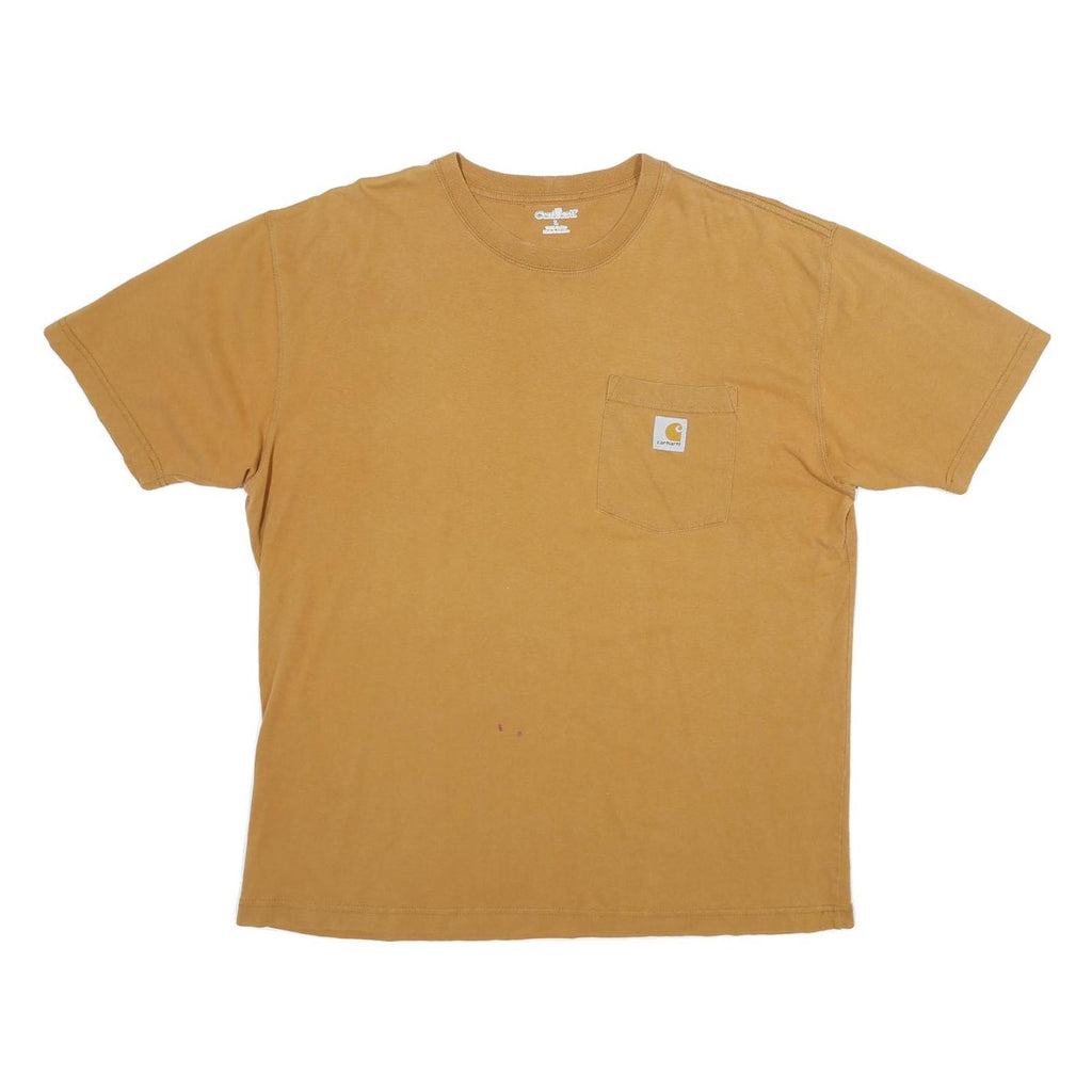 CARHARTT Mens Brown Pocket T-Shirt L Short Sleeve Crew Neck Workwear Casual