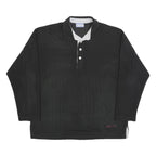 GYMNASIUM Mens Black Polo Shirt XL Long Sleeve Plain Cotton Blend Casual