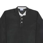 GYMNASIUM Mens Black Polo Shirt XL Long Sleeve Plain Cotton Blend Casual