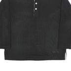 GYMNASIUM Mens Black Polo Shirt XL Long Sleeve Plain Cotton Blend Casual
