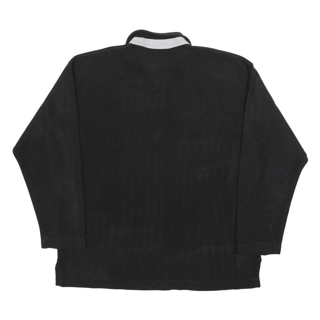 GYMNASIUM Mens Black Polo Shirt XL Long Sleeve Plain Cotton Blend Casual