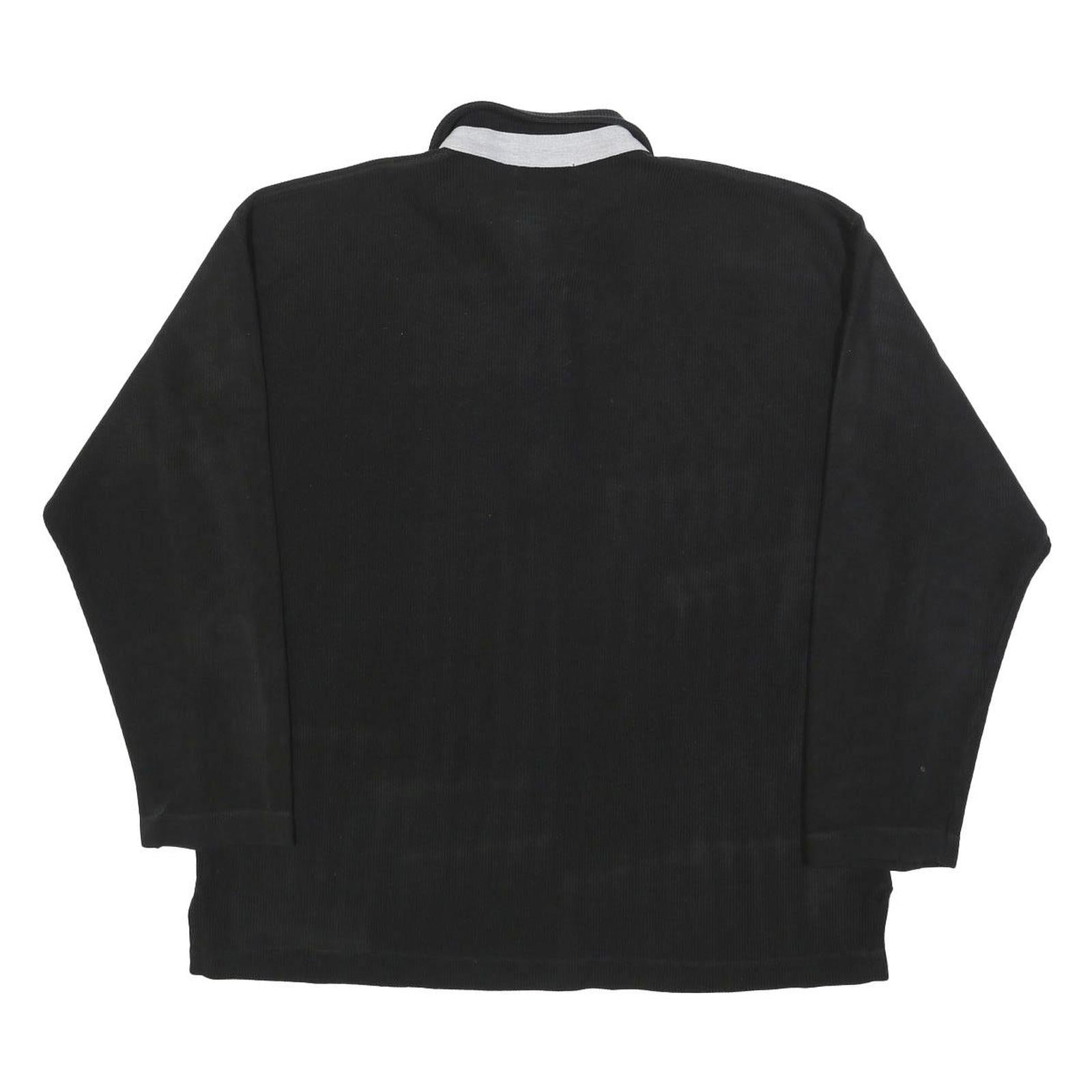 GYMNASIUM Mens Black Polo Shirt XL Long Sleeve Plain Cotton Blend Casual