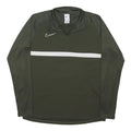 NIKE Mens Green With White Stripe Quarter Zip L Sports Sweatshirt Activewear