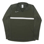 NIKE Mens Green With White Stripe Quarter Zip L Sports Sweatshirt Activewear