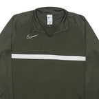 NIKE Mens Green With White Stripe Quarter Zip L Sports Sweatshirt Activewear