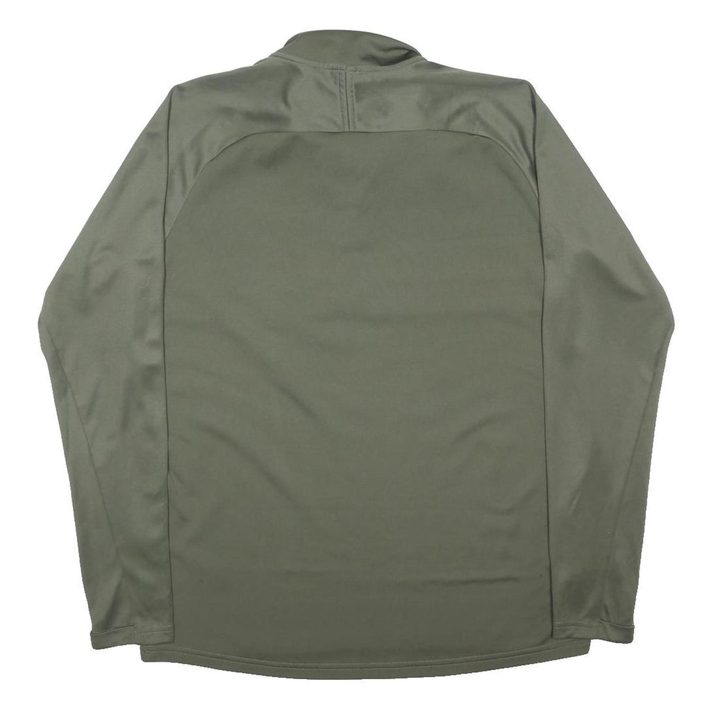 NIKE Mens Green With White Stripe Quarter Zip L Sports Sweatshirt Activewear