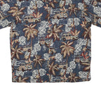 POINT ZERO Mens Blue Tropical Print Hawaiian Shirt L Summer Beach Holiday