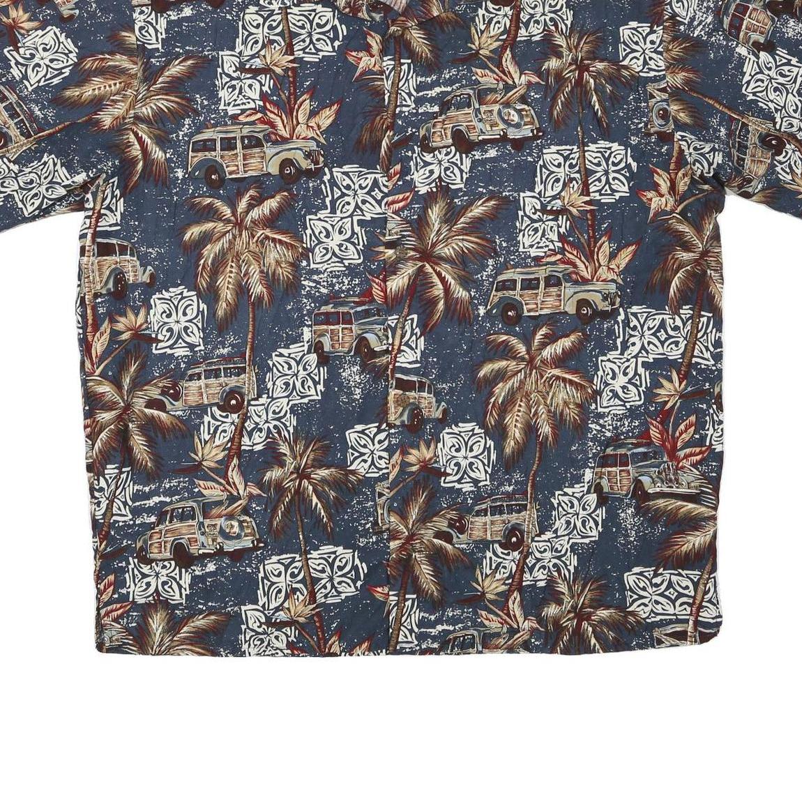 POINT ZERO Mens Blue Tropical Print Hawaiian Shirt L Summer Beach Holiday
