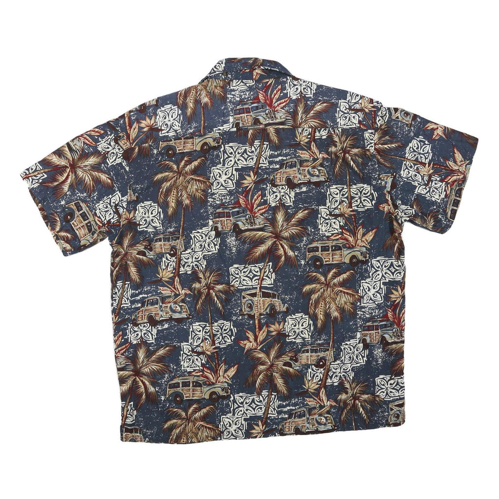 POINT ZERO Mens Blue Tropical Print Hawaiian Shirt L Summer Beach Holiday