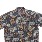 POINT ZERO Mens Blue Tropical Print Hawaiian Shirt L Summer Beach Holiday