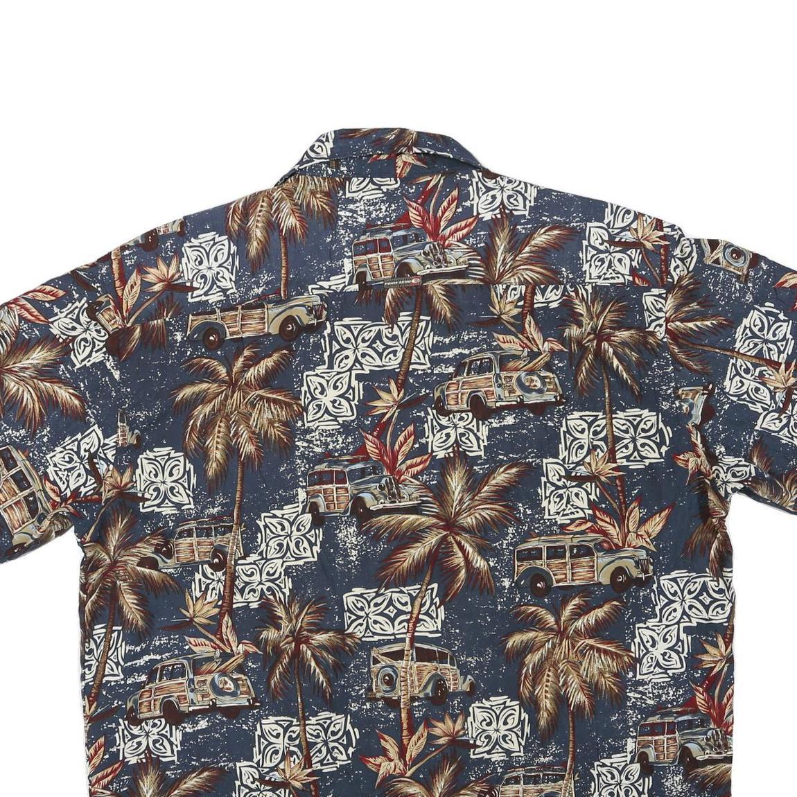 POINT ZERO Mens Blue Tropical Print Hawaiian Shirt L Summer Beach Holiday