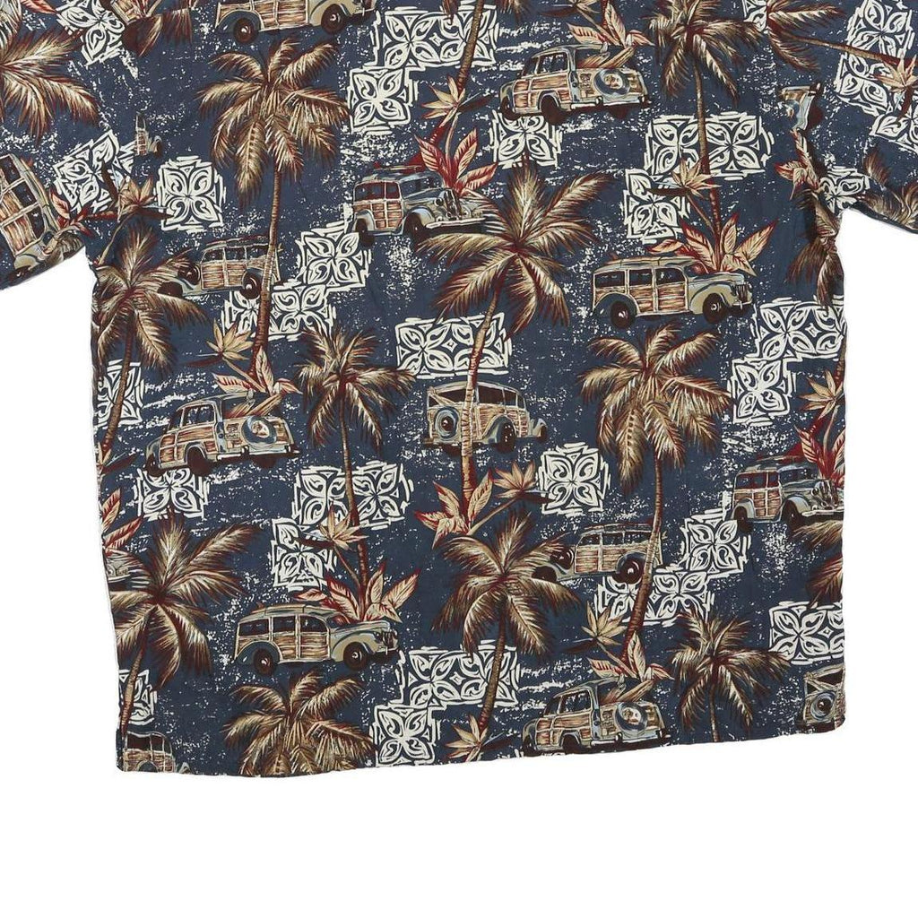 POINT ZERO Mens Blue Tropical Print Hawaiian Shirt L Summer Beach Holiday
