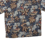 POINT ZERO Mens Blue Tropical Print Hawaiian Shirt L Summer Beach Holiday