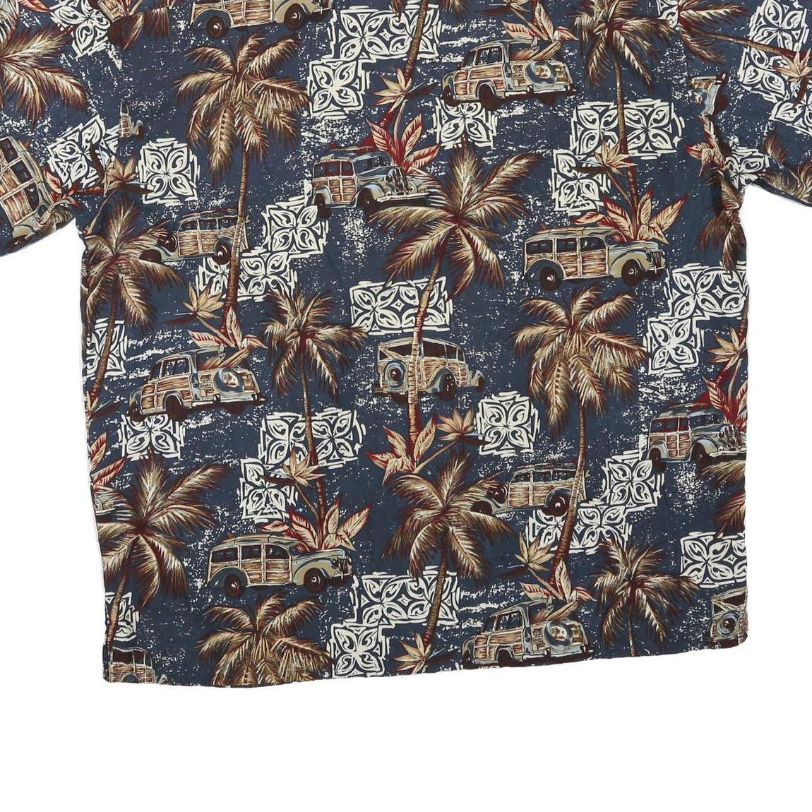 POINT ZERO Mens Blue Tropical Print Hawaiian Shirt L Summer Beach Holiday