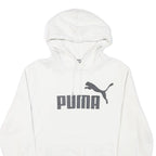PUMA Mens White Hoodie S Cotton Blend Pullover Lightweight Casual Sportswear