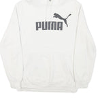 PUMA Mens White Hoodie S Cotton Blend Pullover Lightweight Casual Sportswear