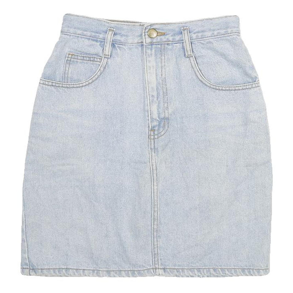 Womens Blue Denim Cotton Blend Mini Skirt XXS Classic A-Line Pocketed Casual