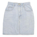Womens Blue Denim Cotton Blend Mini Skirt XXS Classic A-Line Pocketed Casual