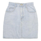 Womens Blue Denim Cotton Blend Mini Skirt XXS Classic A-Line Pocketed Casual