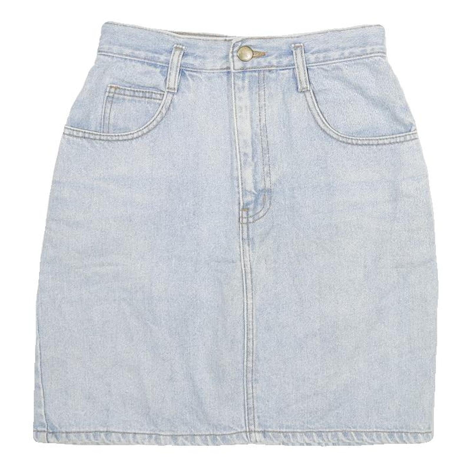 Womens Blue Denim Cotton Blend Mini Skirt XXS Classic A-Line Pocketed Casual