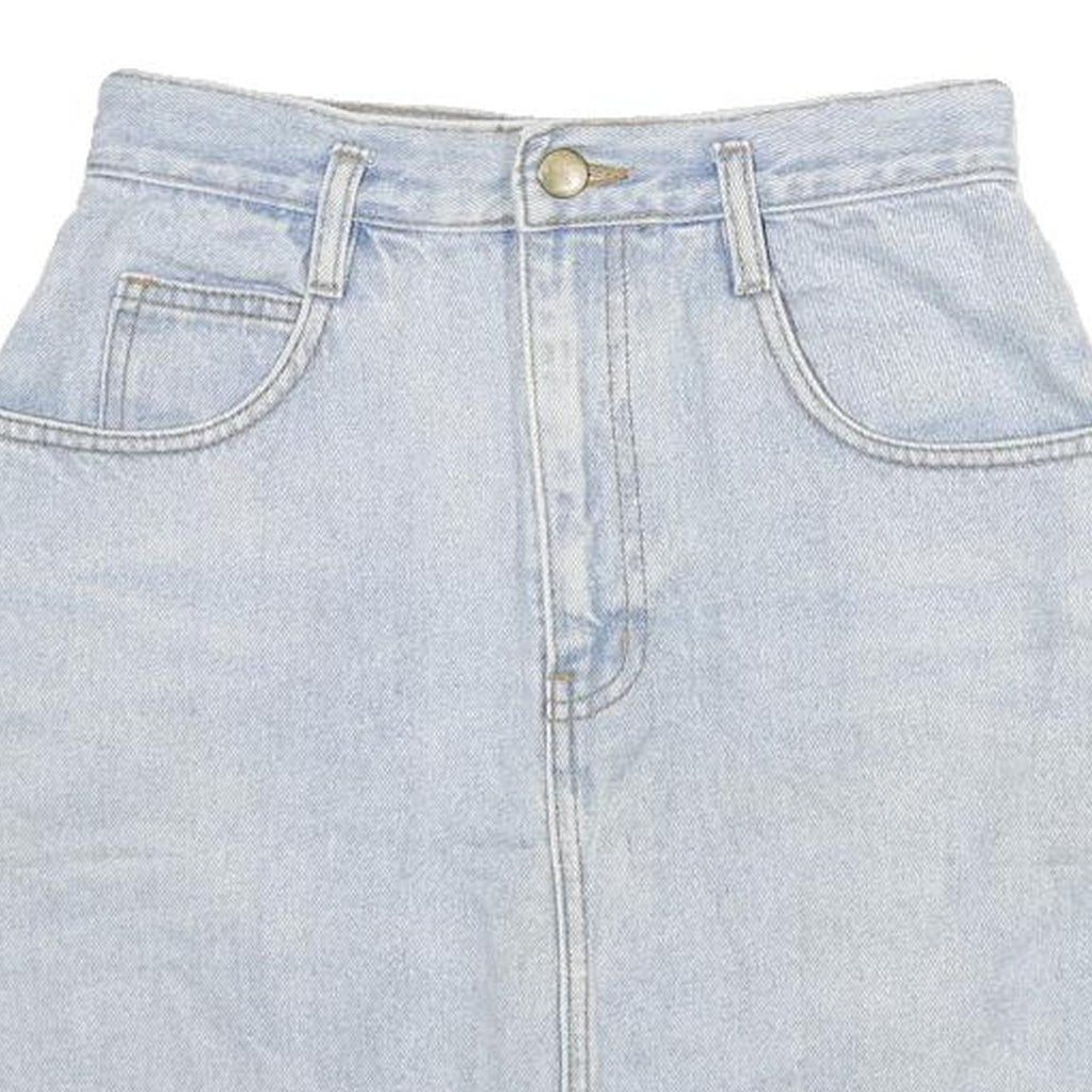 Womens Blue Denim Cotton Blend Mini Skirt XXS Classic A-Line Pocketed Casual