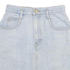 Womens Blue Denim Cotton Blend Mini Skirt XXS Classic A-Line Pocketed Casual