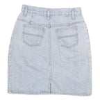 Womens Blue Denim Cotton Blend Mini Skirt XXS Classic A-Line Pocketed Casual