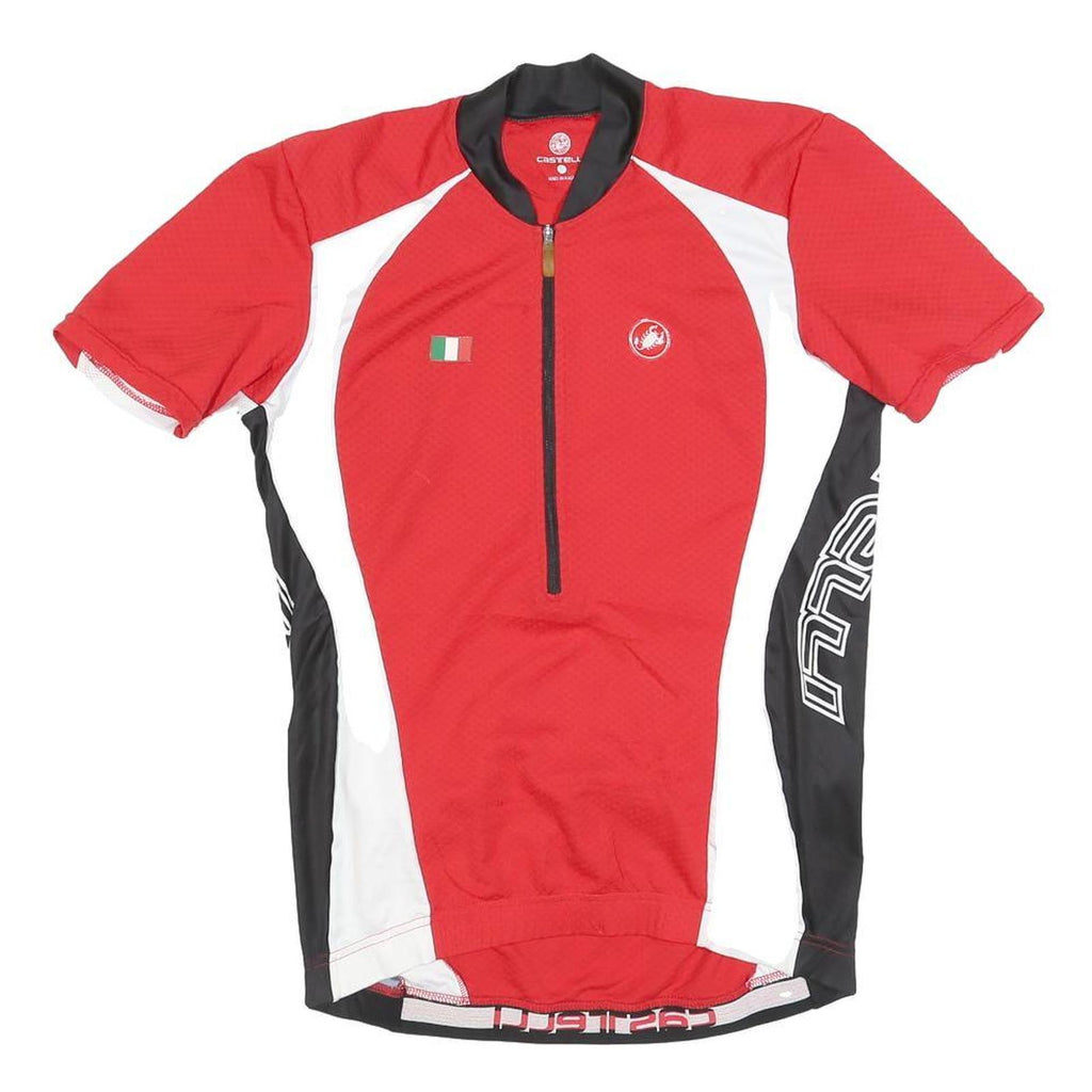 CASTELLI Mens Red & Black Cycling Jersey M Short Sleeve Crew Neck Lightweight
