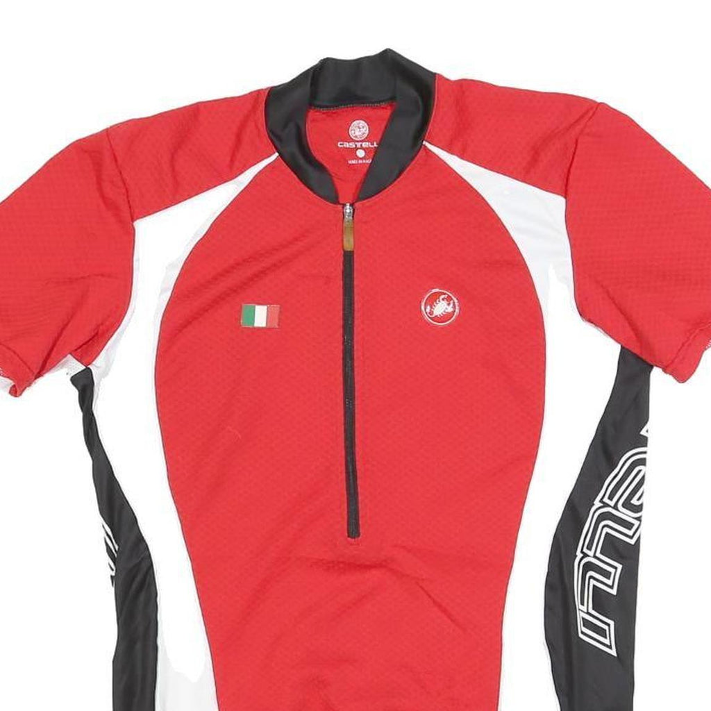 CASTELLI Mens Red & Black Cycling Jersey M Short Sleeve Crew Neck Lightweight