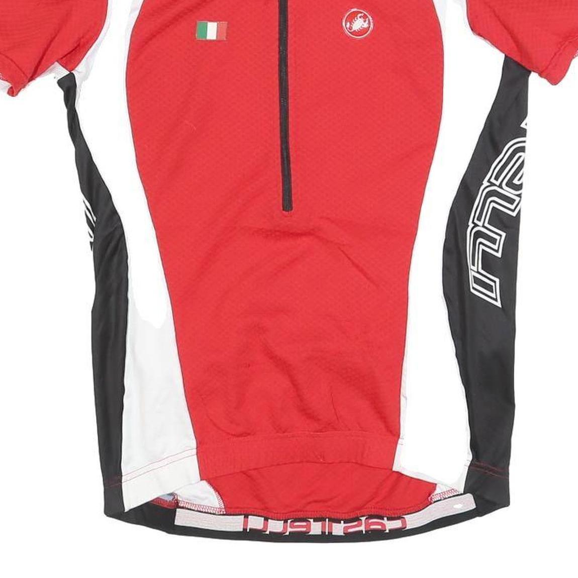 CASTELLI Mens Red & Black Cycling Jersey M Short Sleeve Crew Neck Lightweight