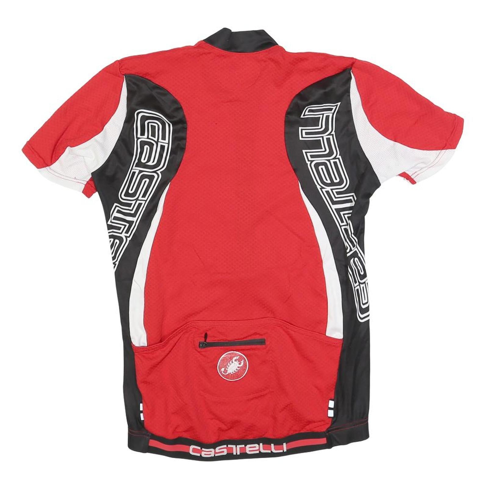 CASTELLI Mens Red & Black Cycling Jersey M Short Sleeve Crew Neck Lightweight