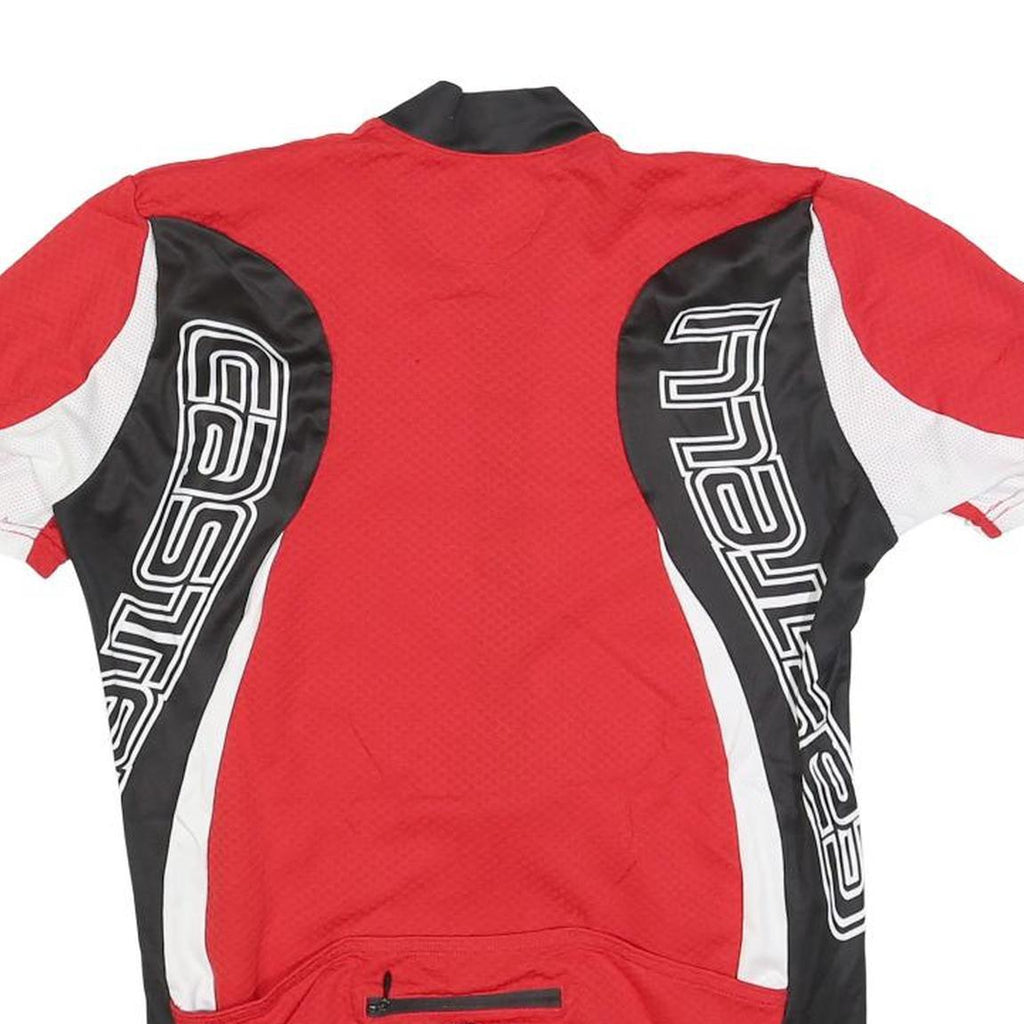 CASTELLI Mens Red & Black Cycling Jersey M Short Sleeve Crew Neck Lightweight