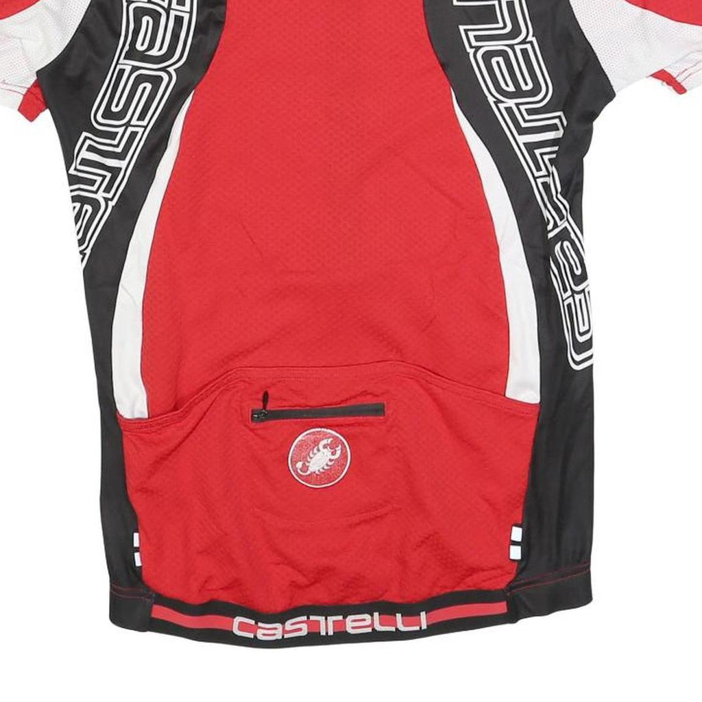 CASTELLI Mens Red & Black Cycling Jersey M Short Sleeve Crew Neck Lightweight