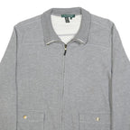 LAUREN RALPH LAUREN Womens Grey Cotton Blend Zip Jacket L Plain Casual