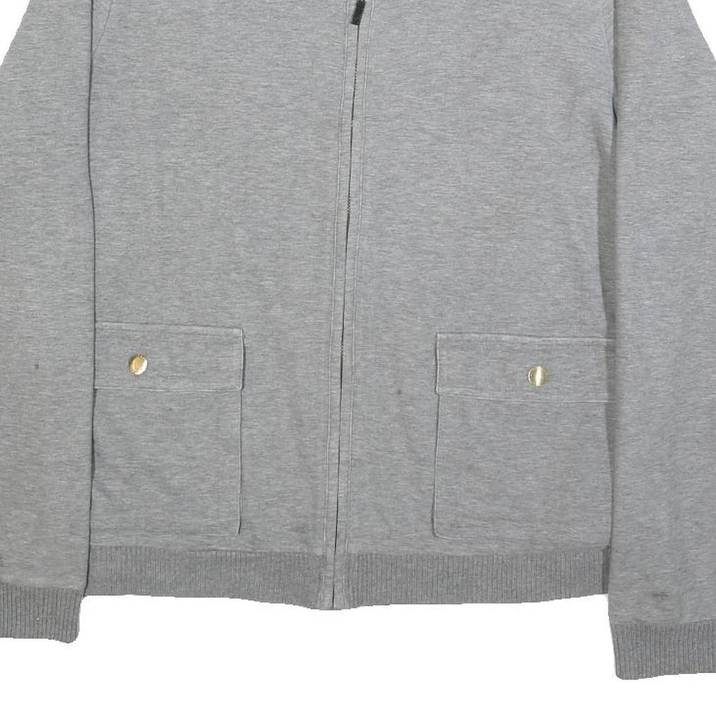 LAUREN RALPH LAUREN Womens Grey Cotton Blend Zip Jacket L Plain Casual