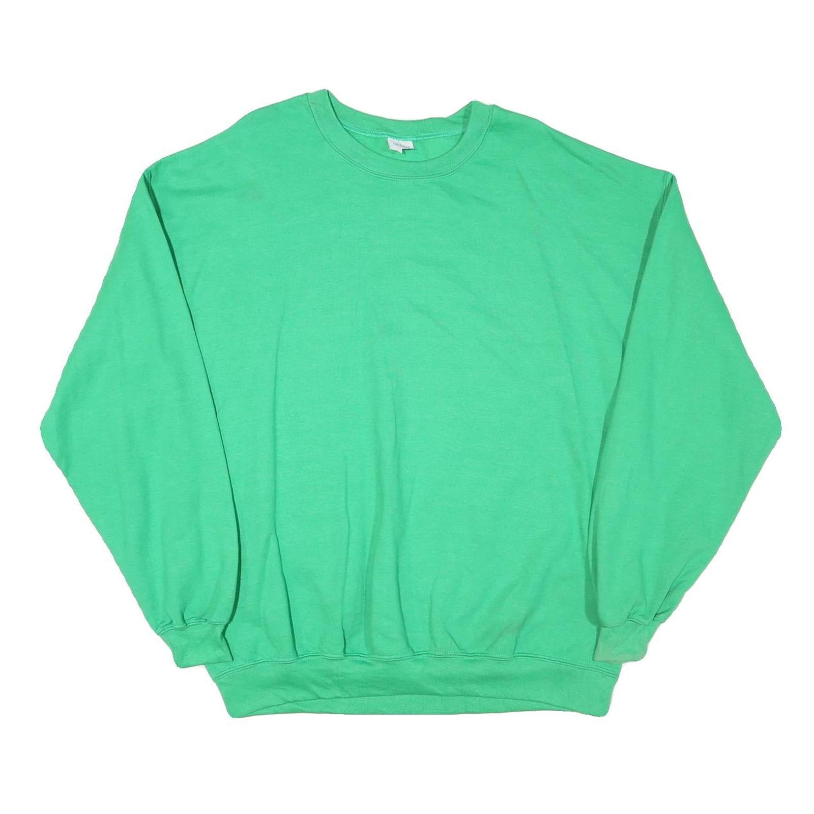 GILDAN Mens Green Crew Neck L Cotton Blend Casual Sweatshirt